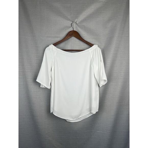 Babaton Aritzia Blouse Top Womens Size XS White Chiffon Off The Shoulder - Picture 1 of 7
